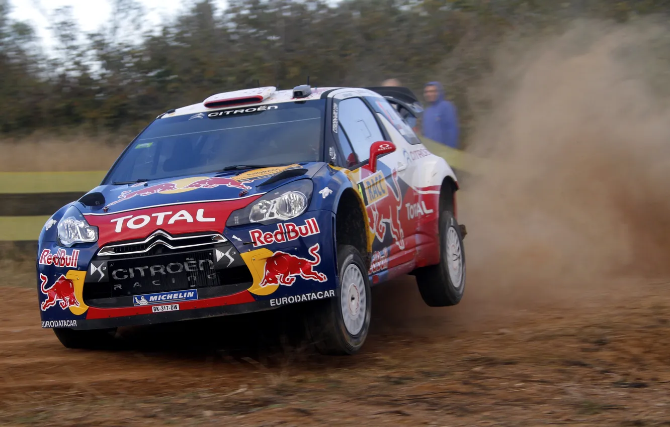 Photo wallpaper race, turn, Citroen, Skid, Citroen, Red Bull, DS3, WRC