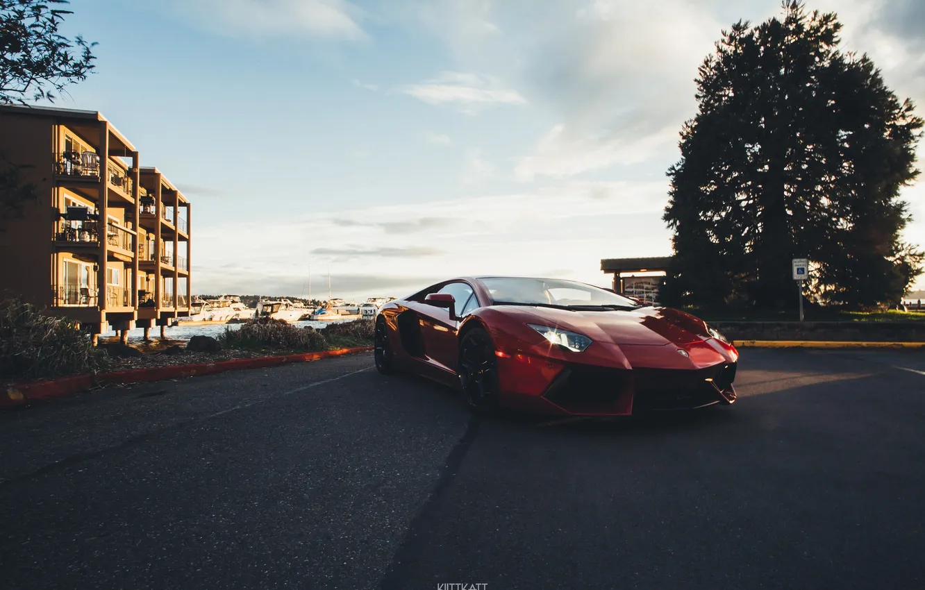 Photo wallpaper car, Lamborghini, auto, Aventador, Italian
