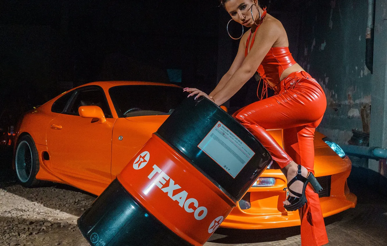 Photo wallpaper machine, auto, girl, pose, barrel, pants, Dmitry Filatov