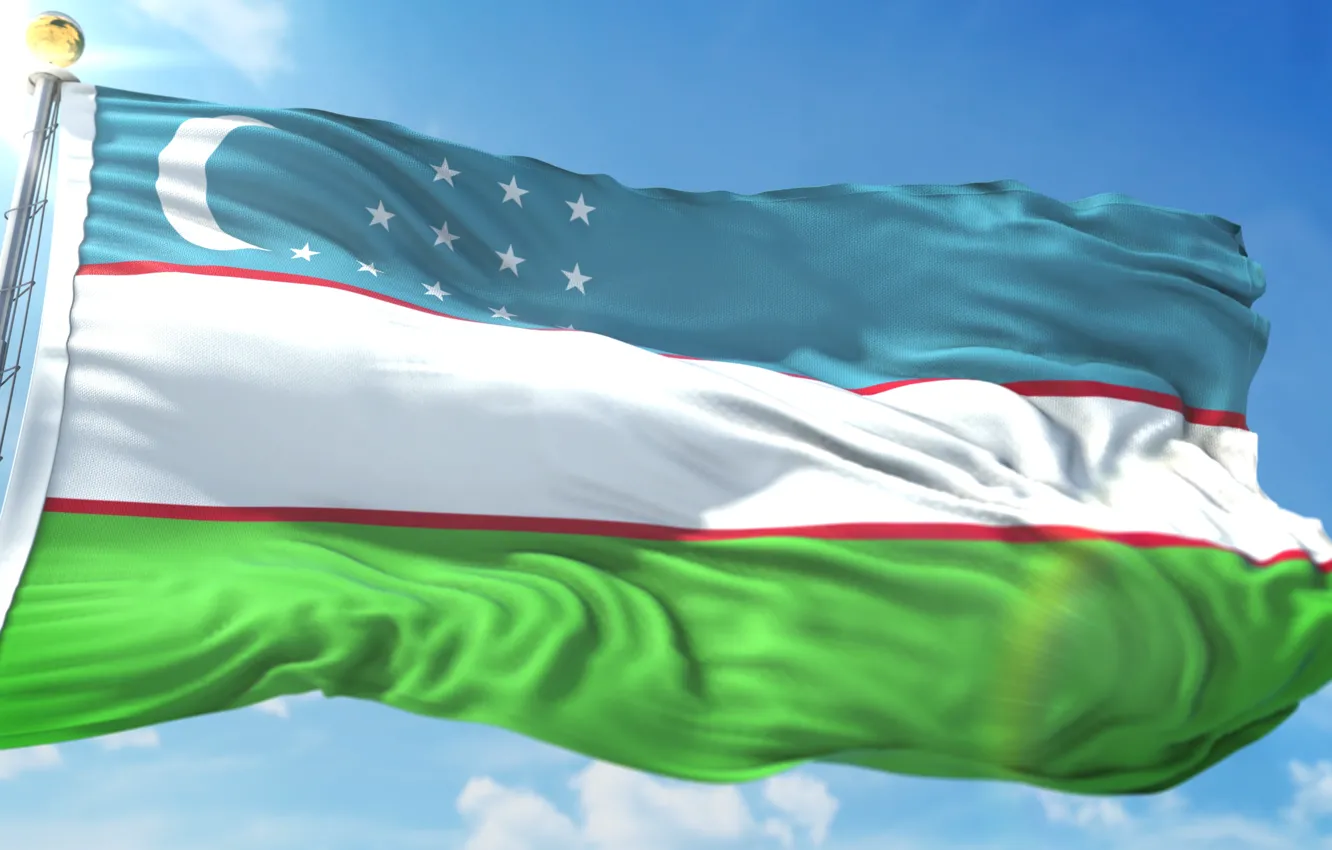 Photo wallpaper flag, Uzbekistan Large Flag, Uzbek