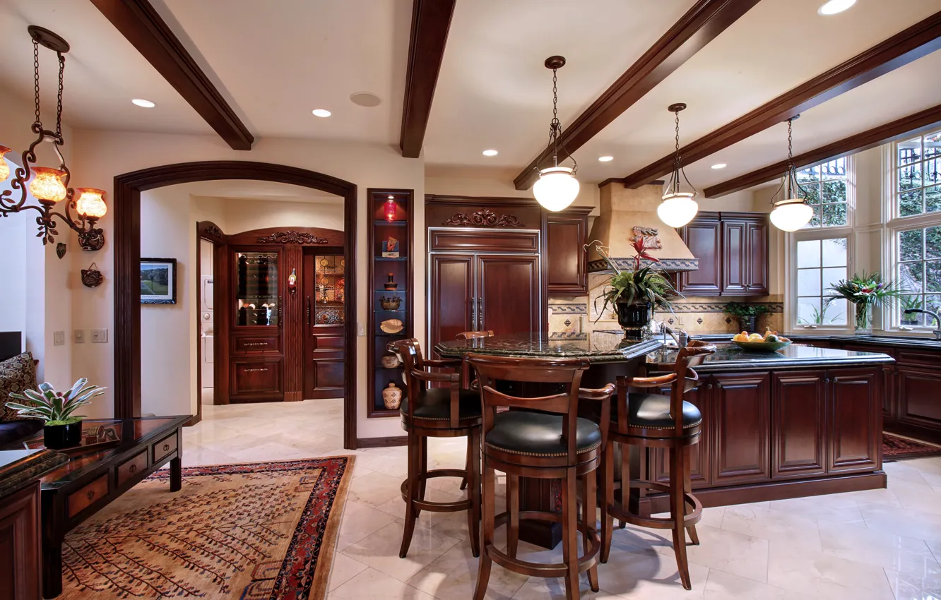 Photo wallpaper design, photo, table, lamp, interior, chair, living room