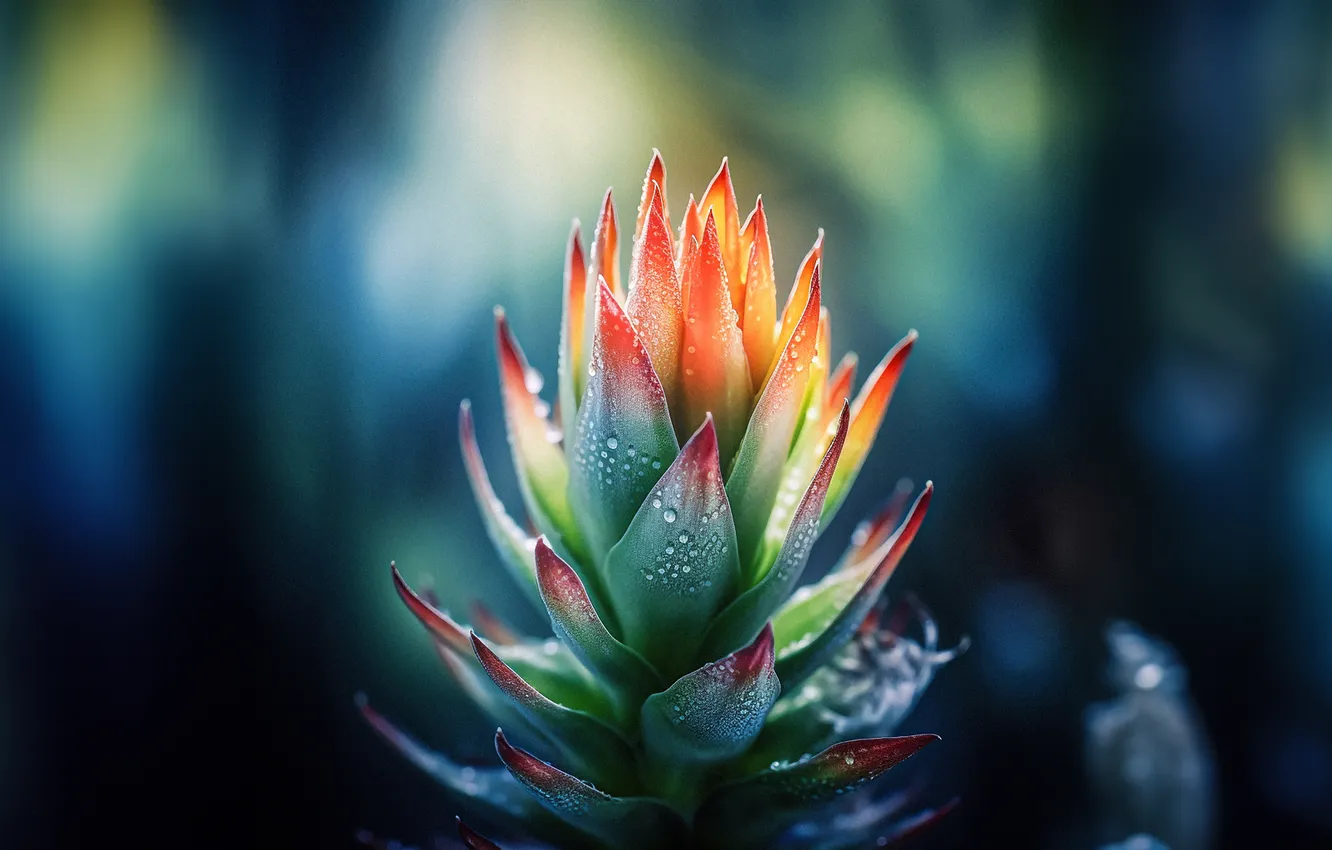 Photo wallpaper Macro, Plant, Water drops, Bokeh Background, Dew Drops, Closeup Photography