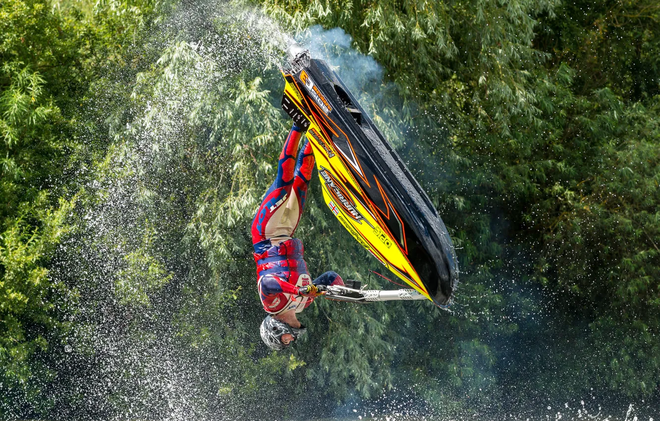 Photo wallpaper water, squirt, jump, sport