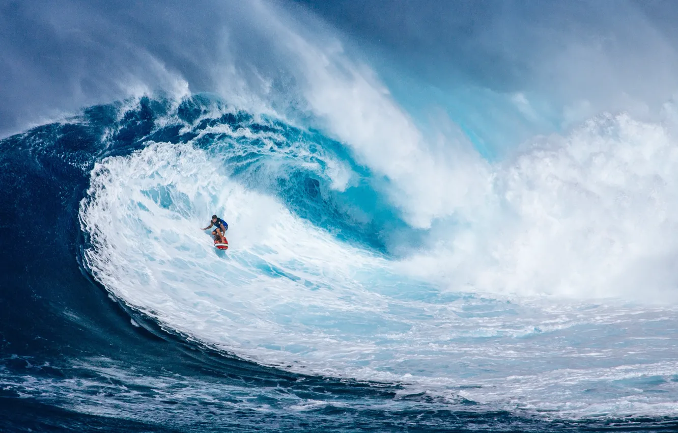 Photo wallpaper sea, blue, surfing, men, wave, rough, Surfing board