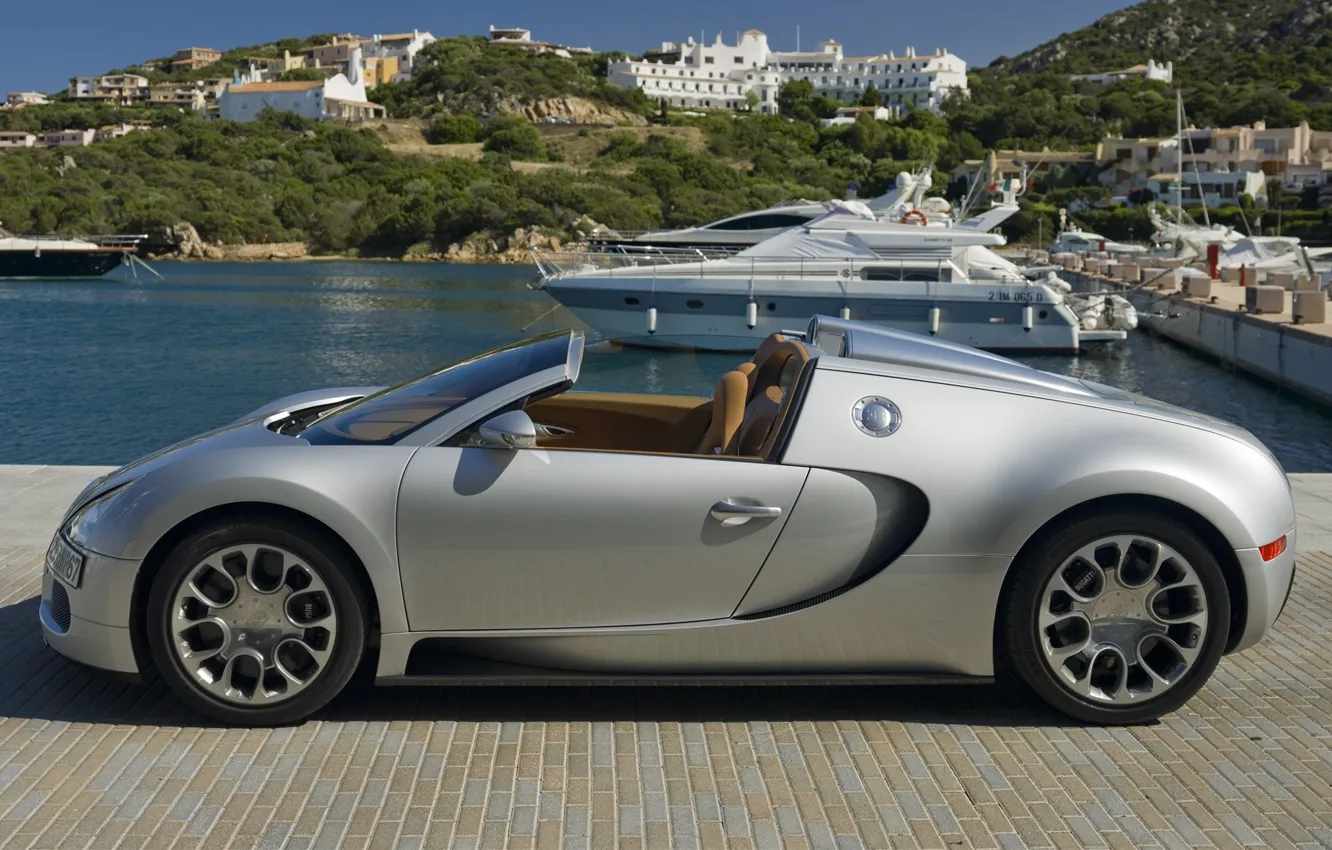 Photo wallpaper Marina, boat, Auto, Bugatti Expensive
