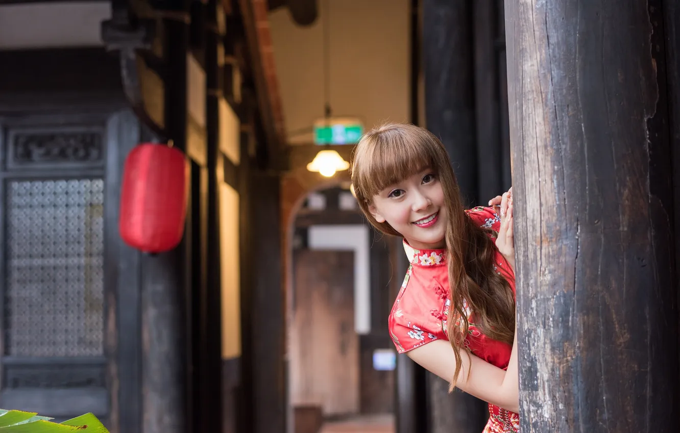 Photo wallpaper look, face, smile, hair, Asian, cutie