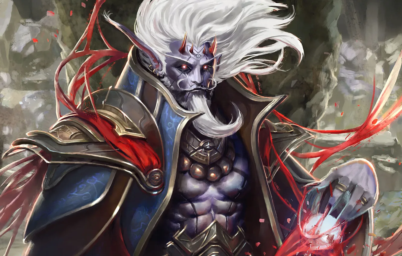 Photo wallpaper blood, horns, vampire, blood master