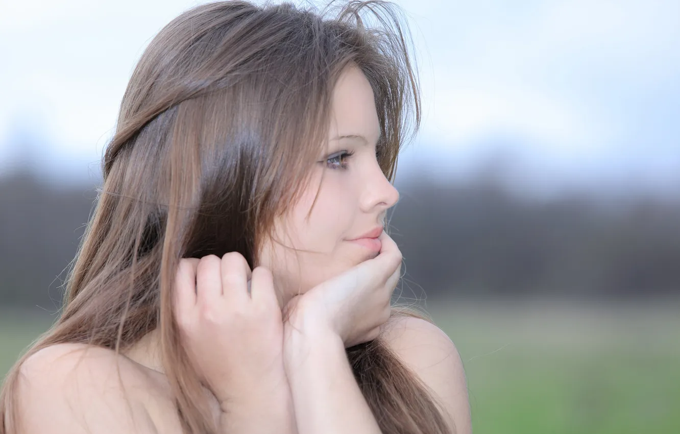 Photo wallpaper girl, face, model, hair, hands, METART, Ariana-A