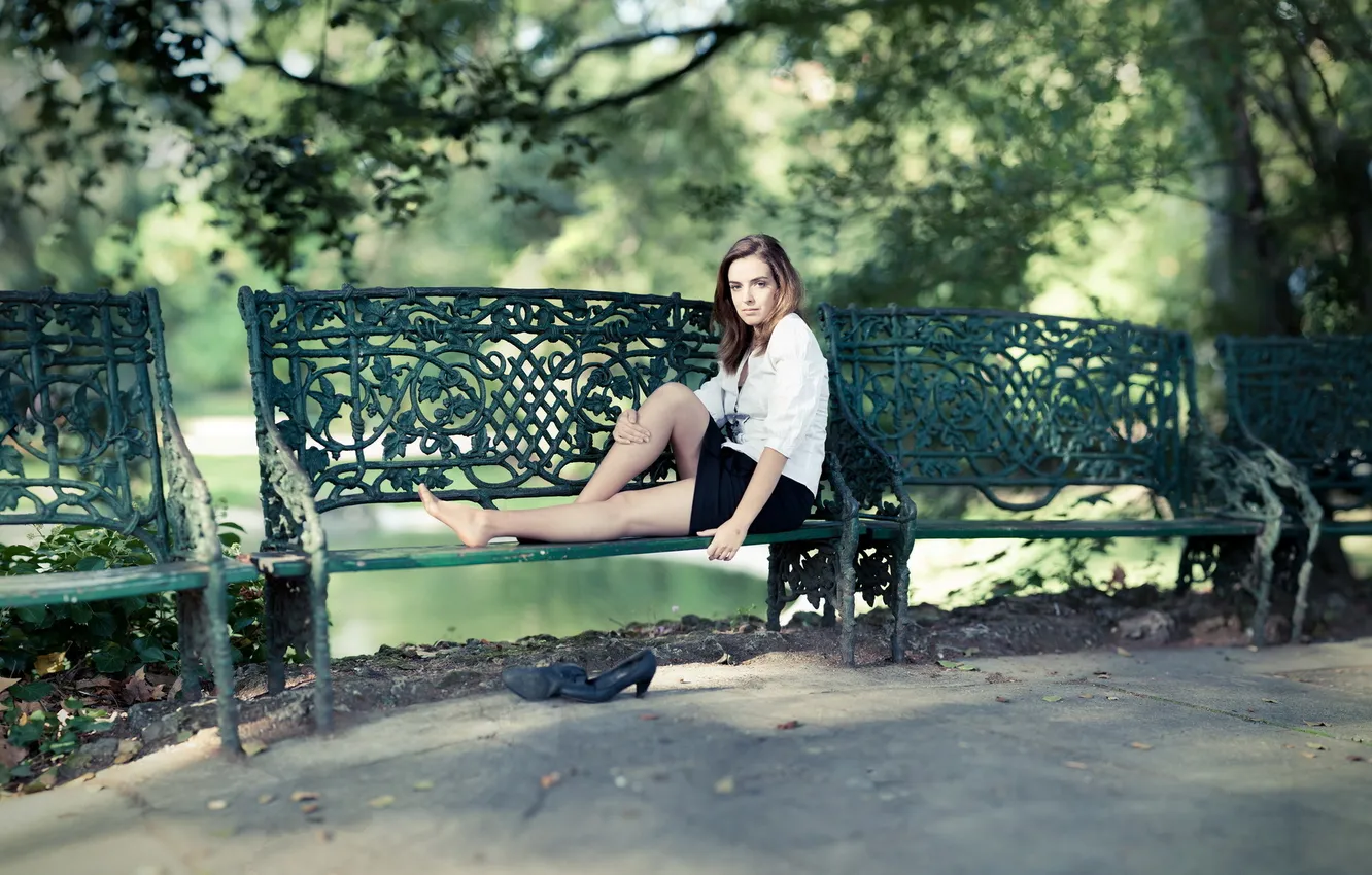 Photo wallpaper Park, bench, Olivia