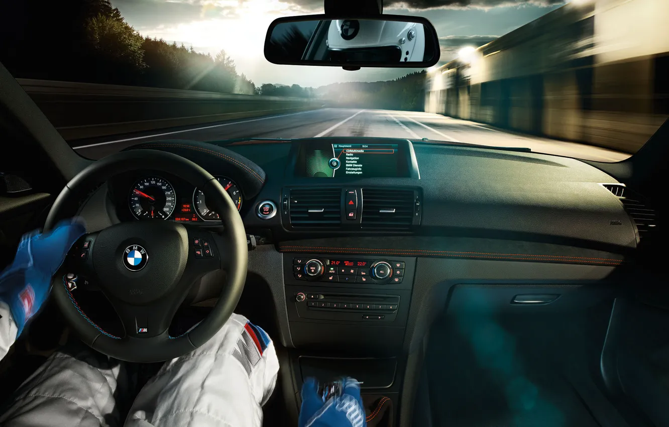 Photo wallpaper BMW, speed, Racer, salon, track.