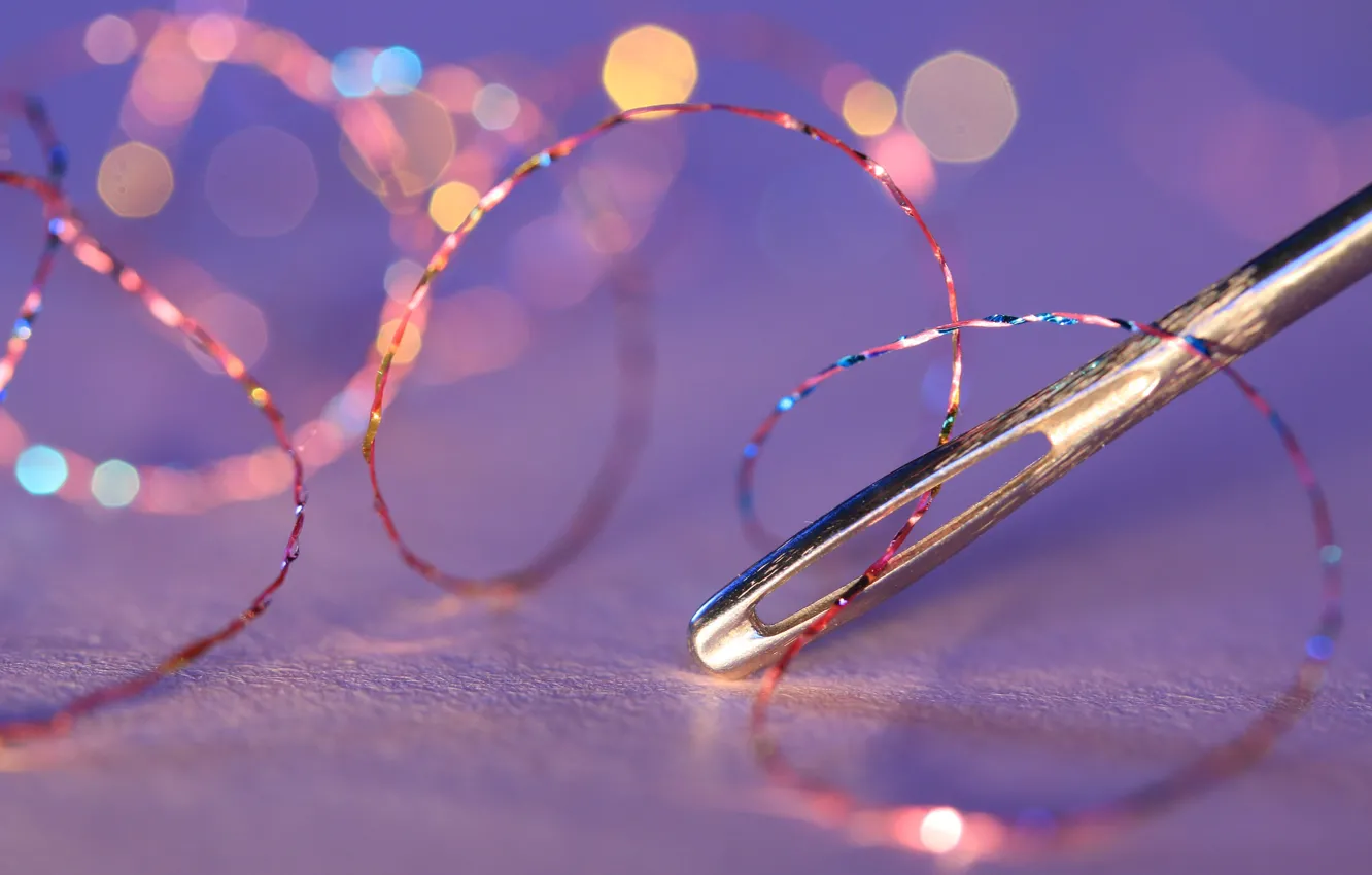Photo wallpaper glare, needle, ears, thread