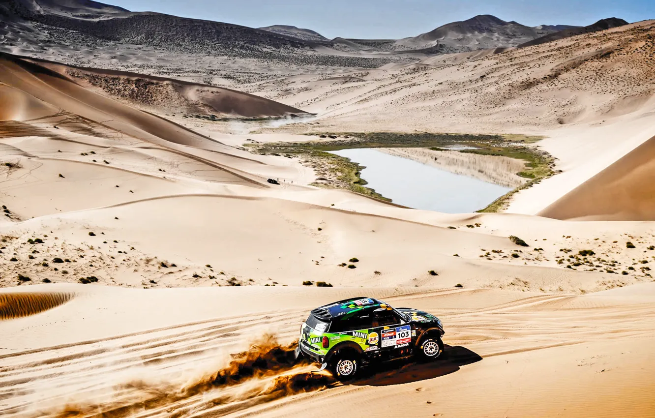 Photo wallpaper dust, the view from the top, Silk Way, Rally, Rally, Mini, sand, dunes