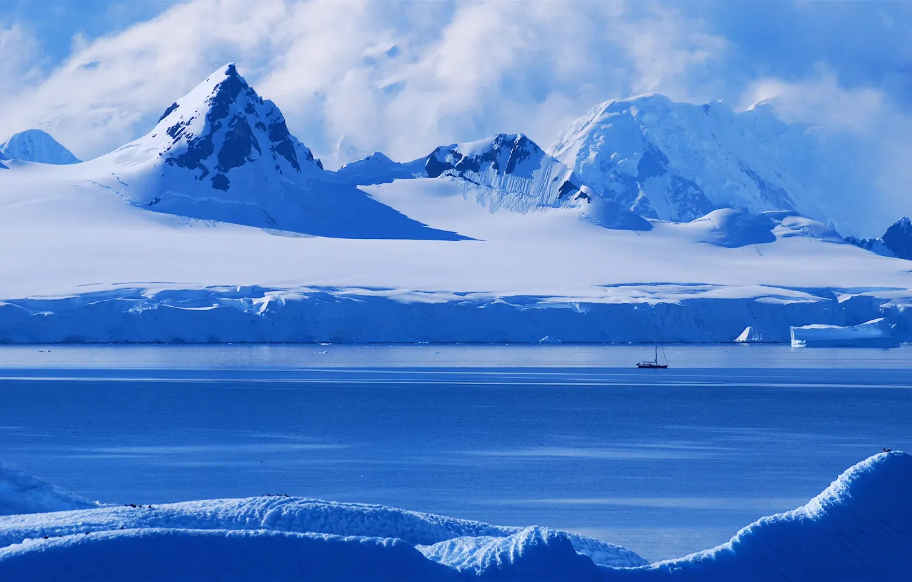 Photo wallpaper light, morning, Along, Antarctica's Gerlache strait