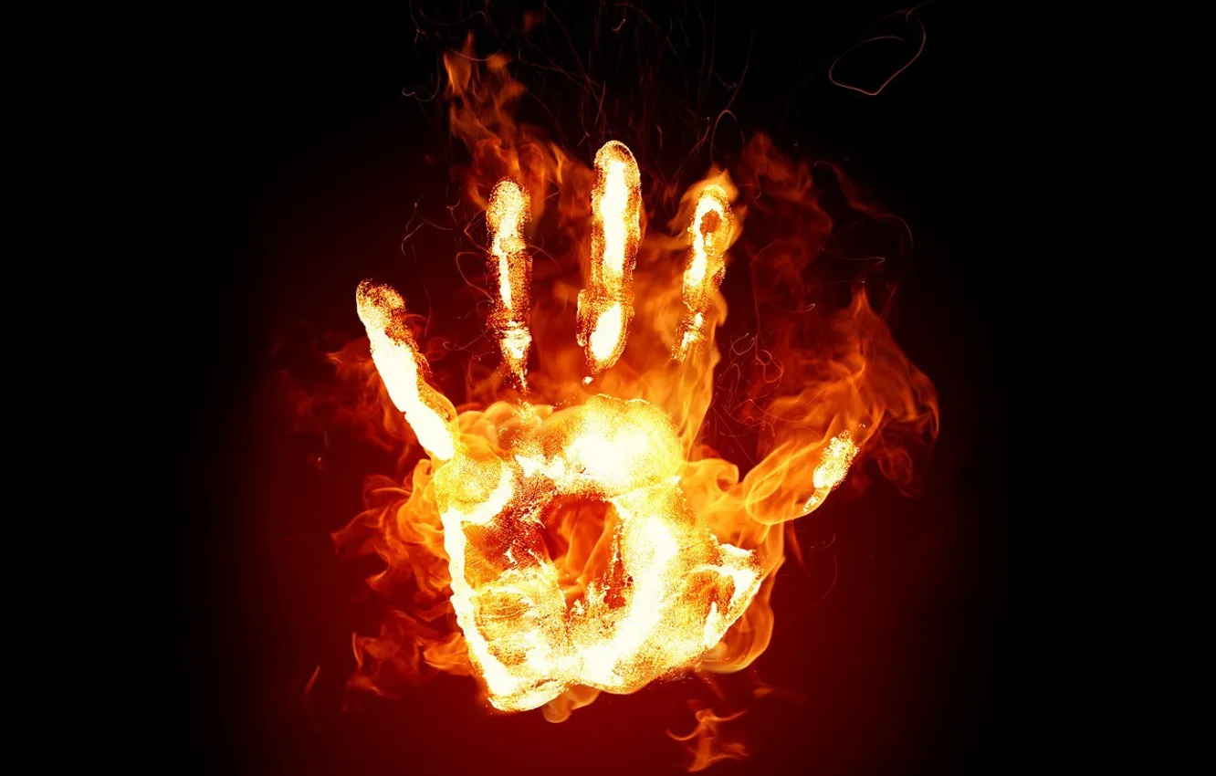 Photo wallpaper fire, flame, hand