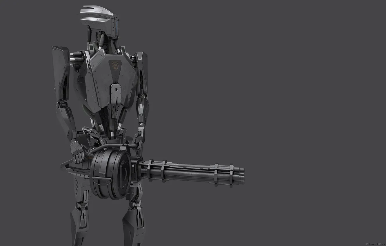 Photo wallpaper fiction, robot, robot, render, render, minigun, mech, scifi