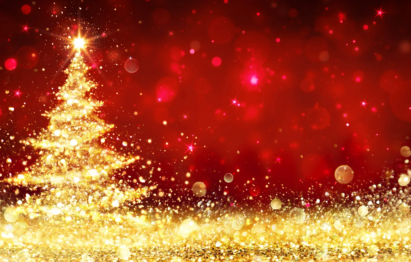 Photo wallpaper lights, tree, Christmas