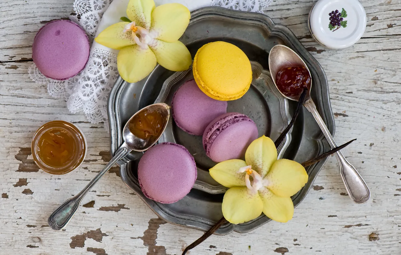 Photo wallpaper flowers, dessert, Orchid, jam, vanilla, sweet, dessert, Anna Verdina