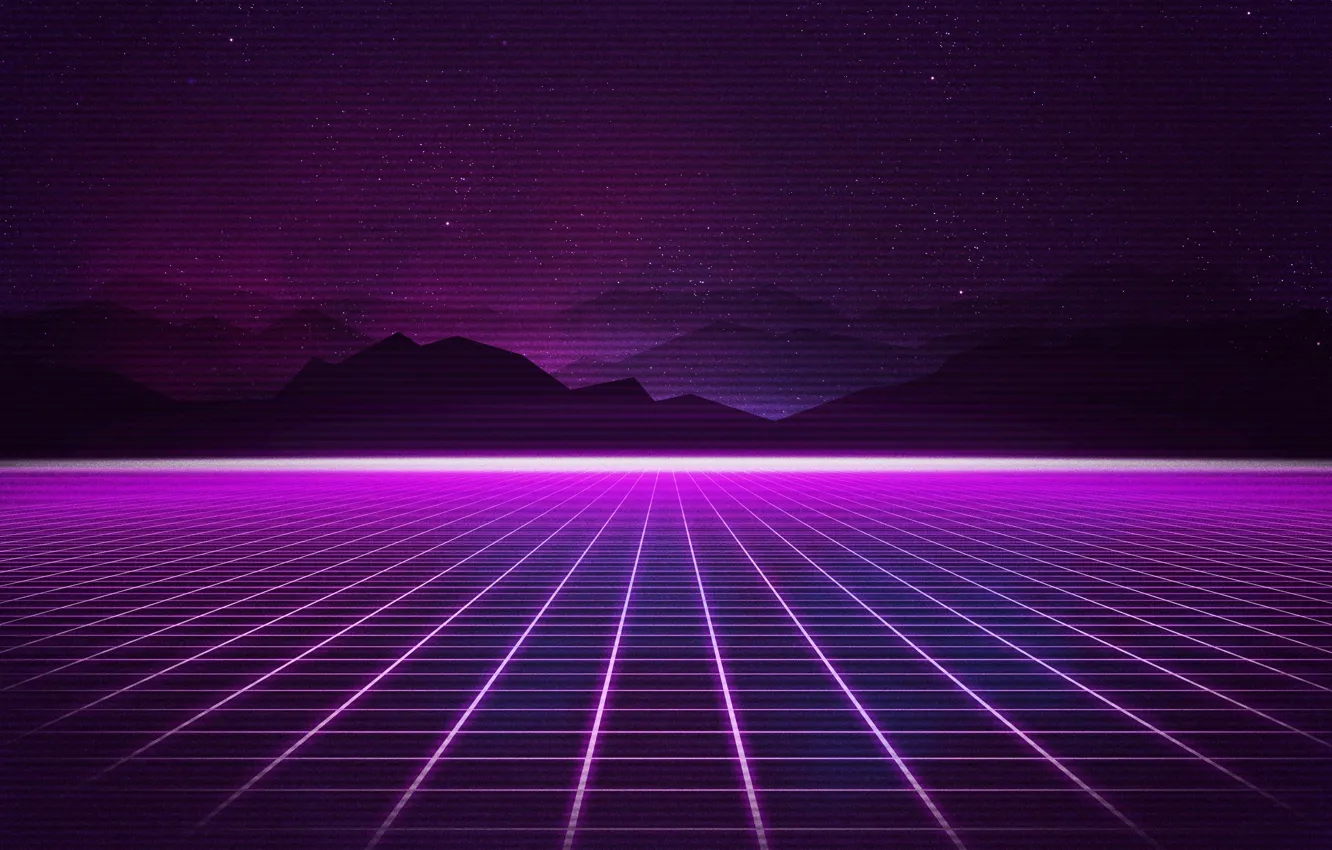 Photo wallpaper Music, Stars, Background, 80s, Neon, 80's, Synth, Retrowave
