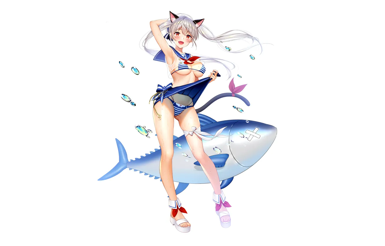 Photo wallpaper girl, sexy, cleavage, long hair, boobs, anime, beautiful, pretty