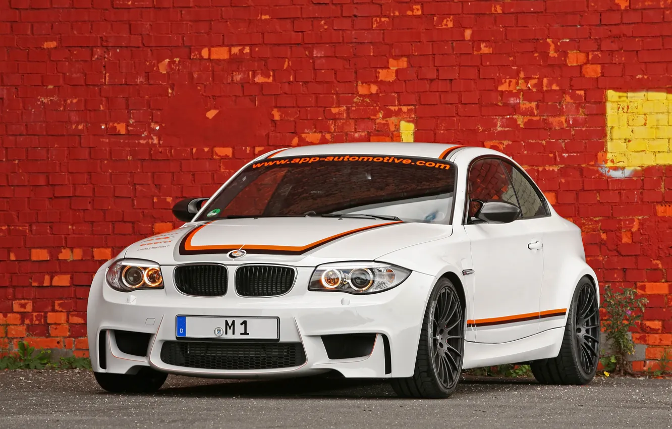 Photo wallpaper BMW, Front, 2011, White, e82, 1 Series, APP Europe