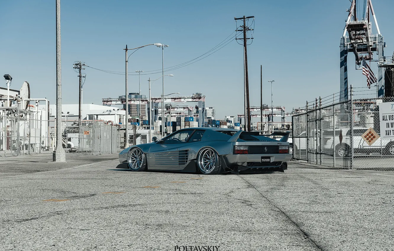 Photo wallpaper car, machine, auto, rendering, grey, Ferrari, sports car, car