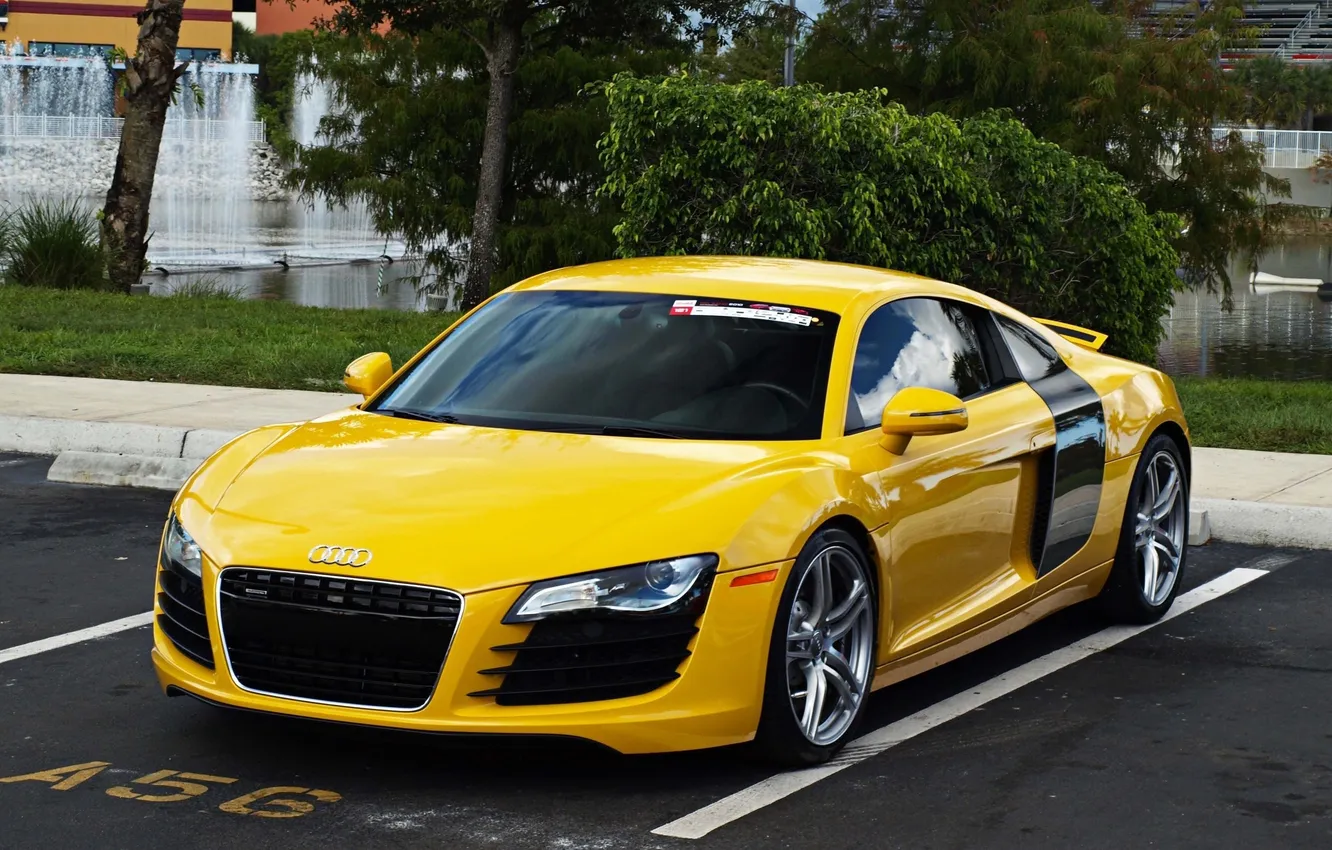 Photo wallpaper yellow, supercar, Audi R8