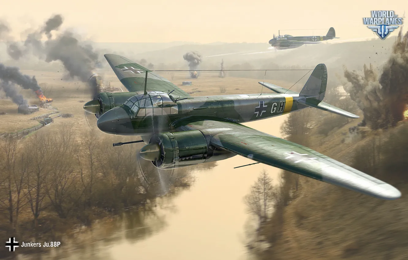 Photo wallpaper Wargaming Net, World of Warplanes, World Of Aircraft, WoWP, Junkers Ju.88P