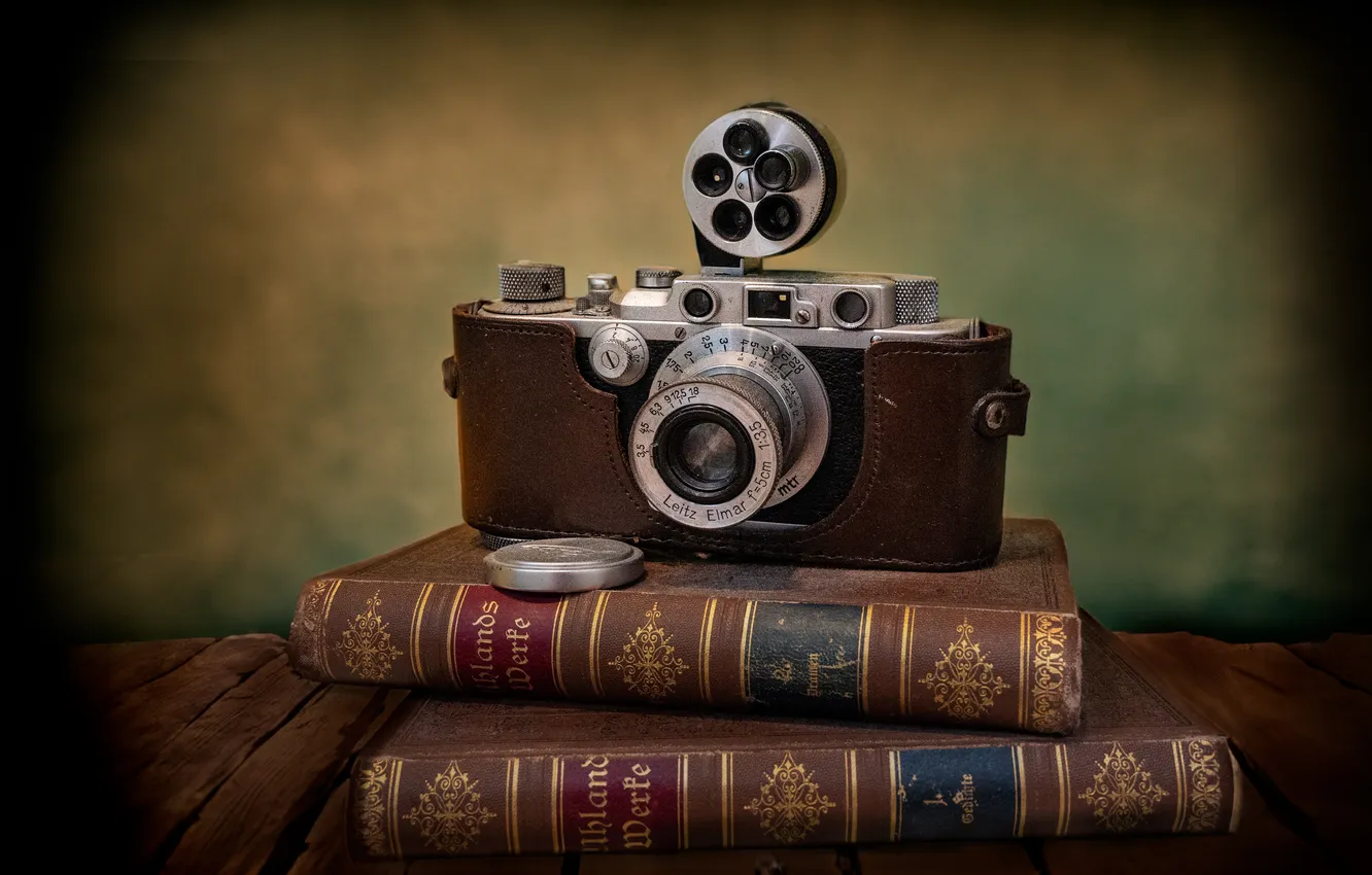 Photo wallpaper retro, the camera, book, still life