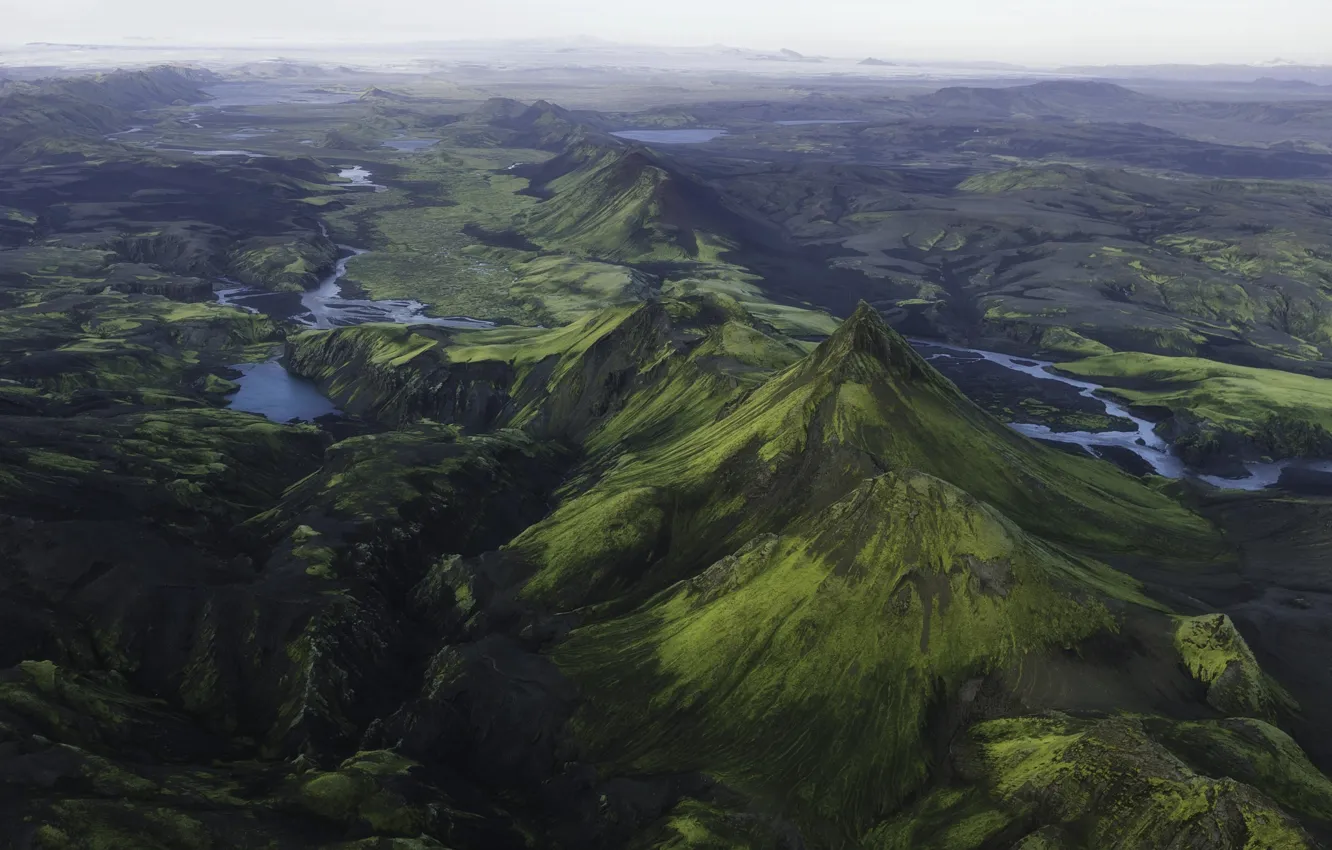 Photo wallpaper mountains, river, valley, Iceland