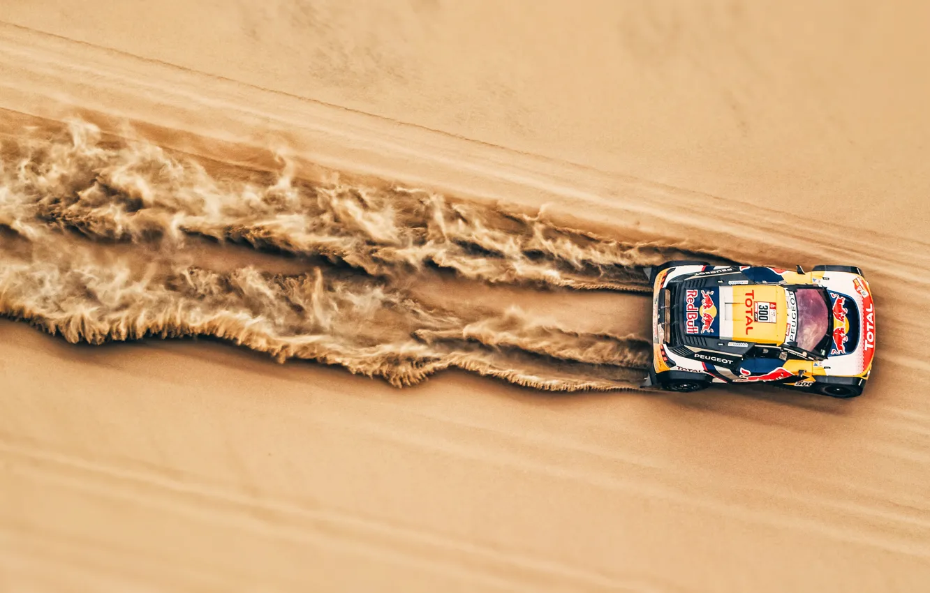 Photo wallpaper Sand, Auto, Sport, Machine, Speed, Race, Top, Peugeot