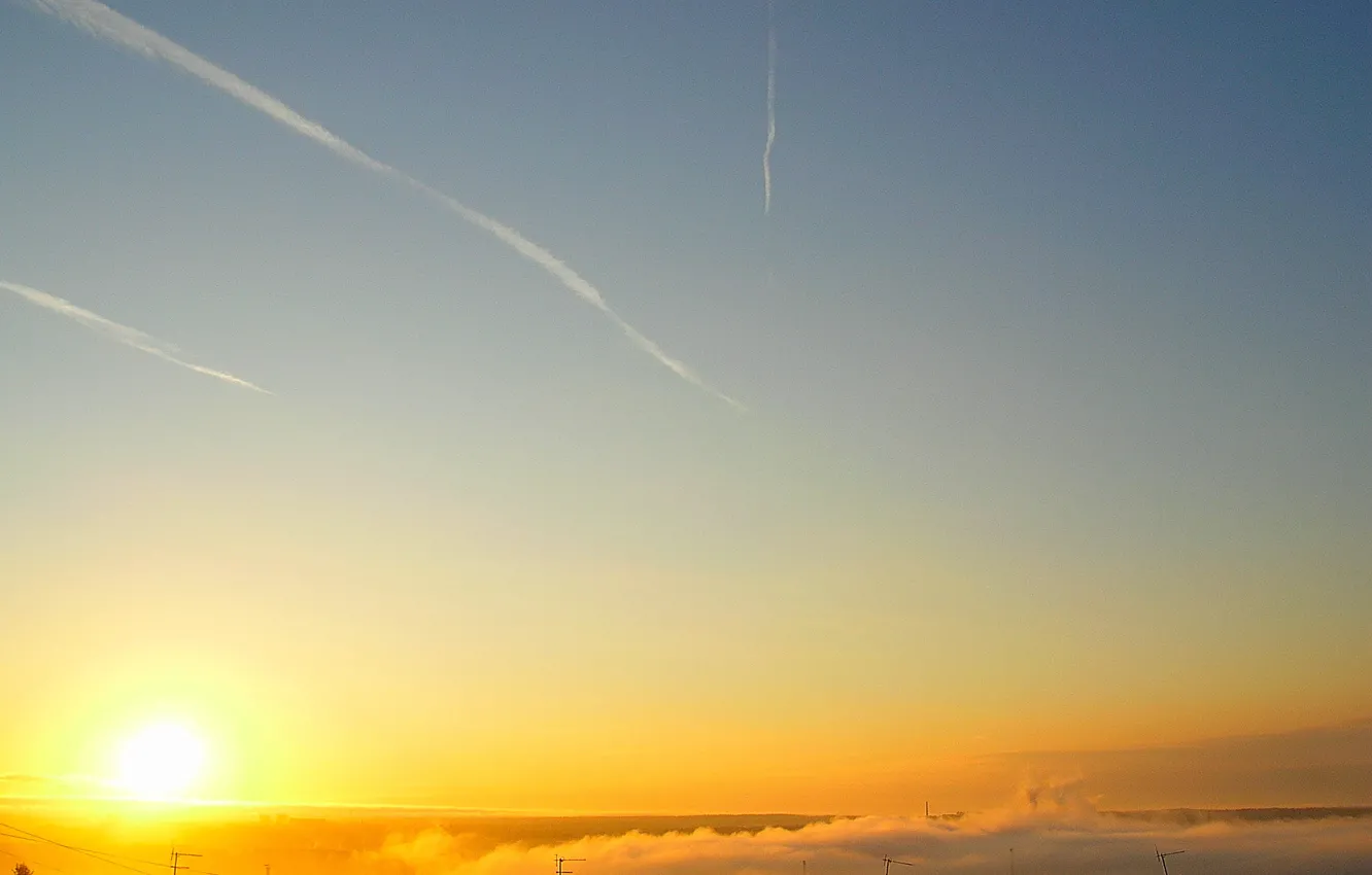 Photo wallpaper the sun, rays, dawn
