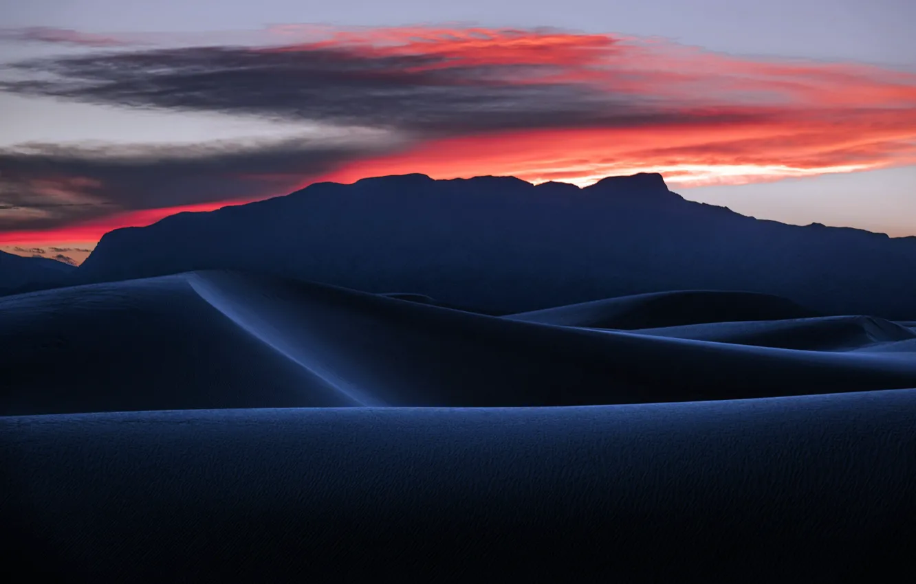Photo wallpaper sunset, desert, dunes