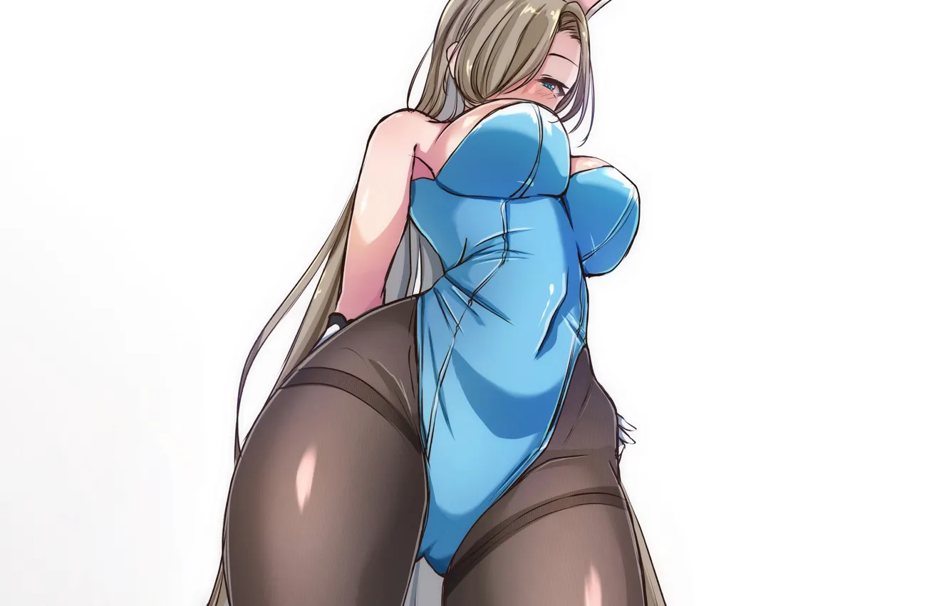 Photo wallpaper girl, sexy, cleavage, long hair, boobs, anime, blue eyes, beautiful