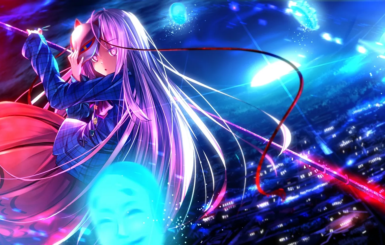 Photo wallpaper girl, mask, touhou, anime, art, saber, Chen