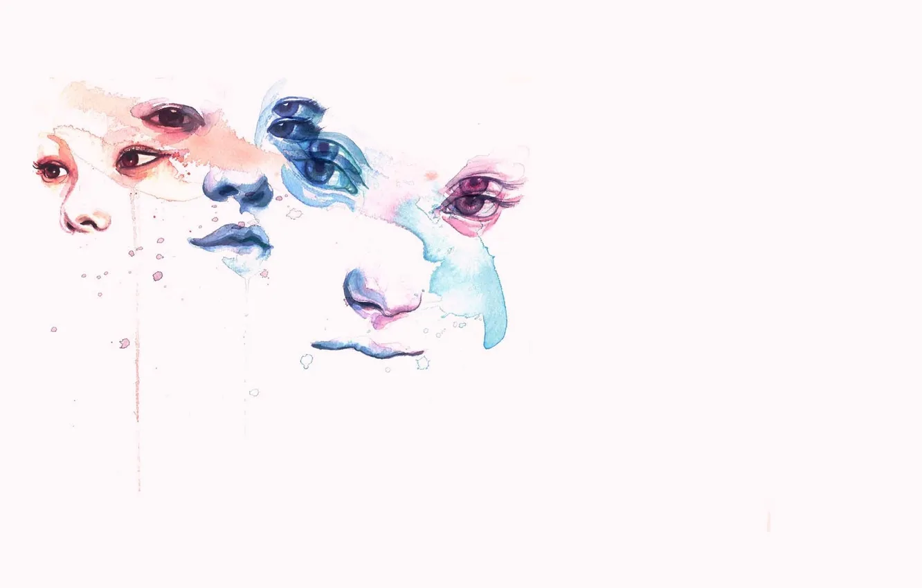 Photo wallpaper eyes, watercolor, painting, marion bolognesi