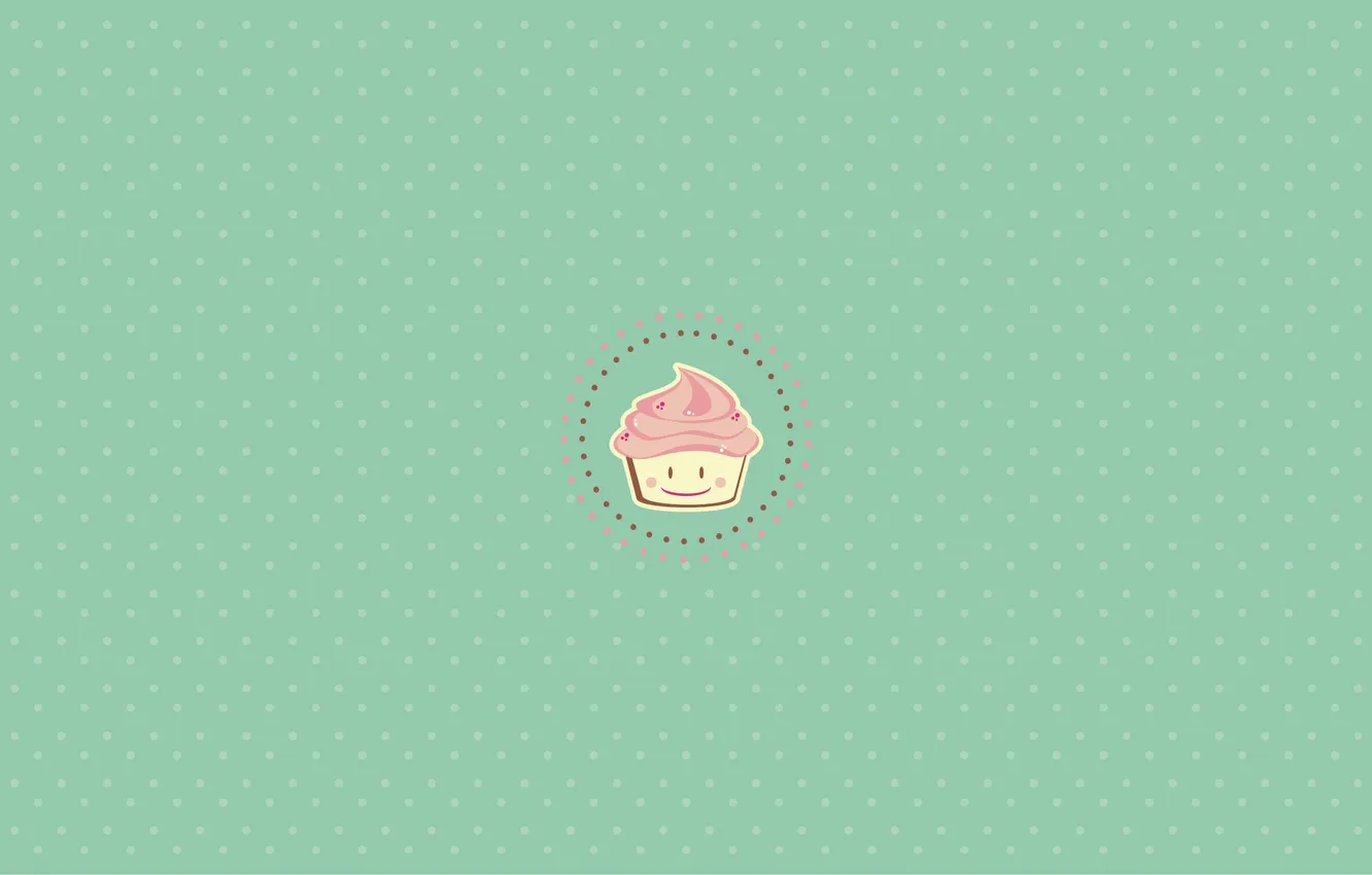 Photo wallpaper green, background, point, cupcake, pirozhenoe