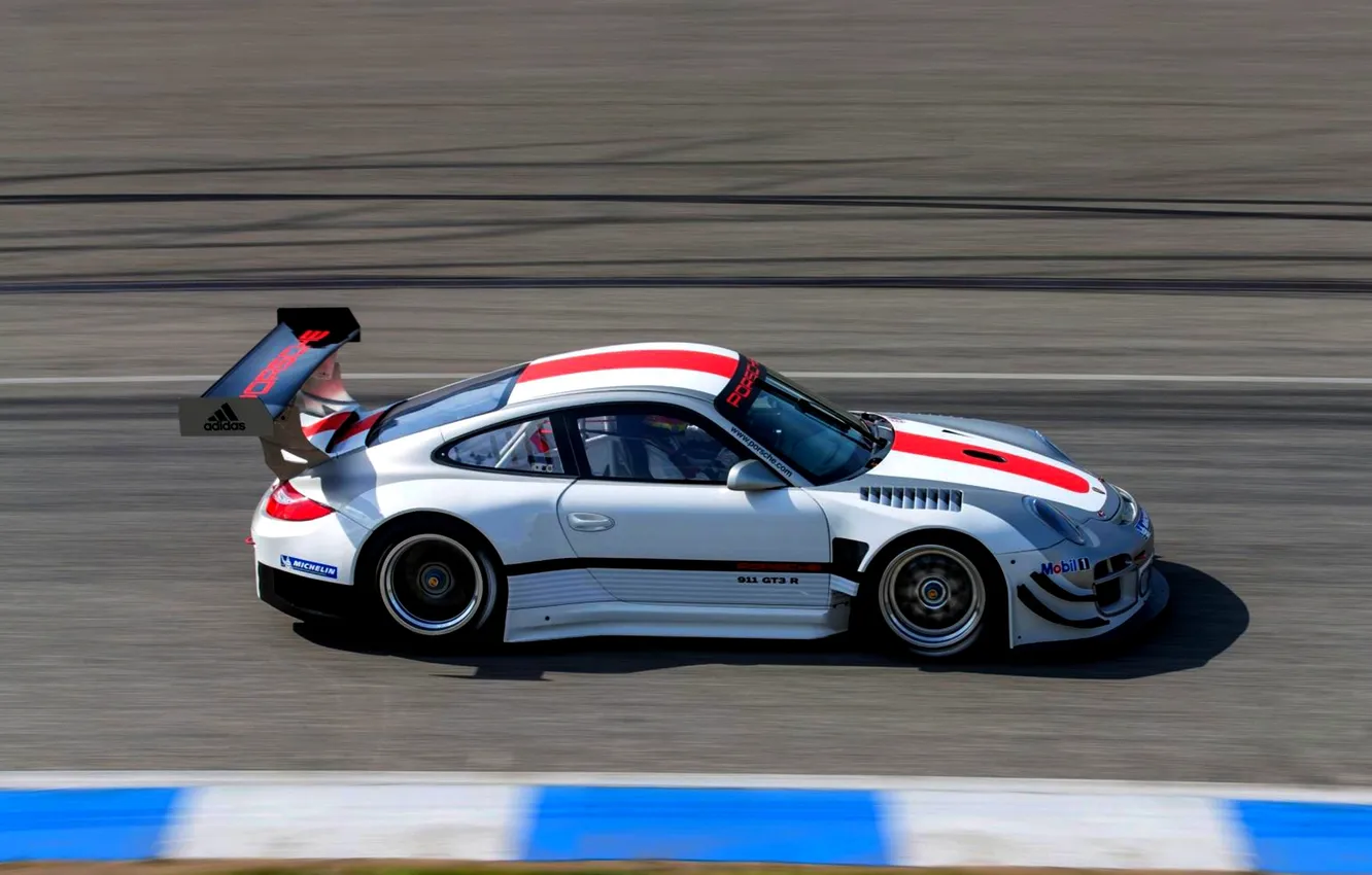 Photo wallpaper road, Auto, 911, Porsche, Speed, Side view, In Motion, GT3 R