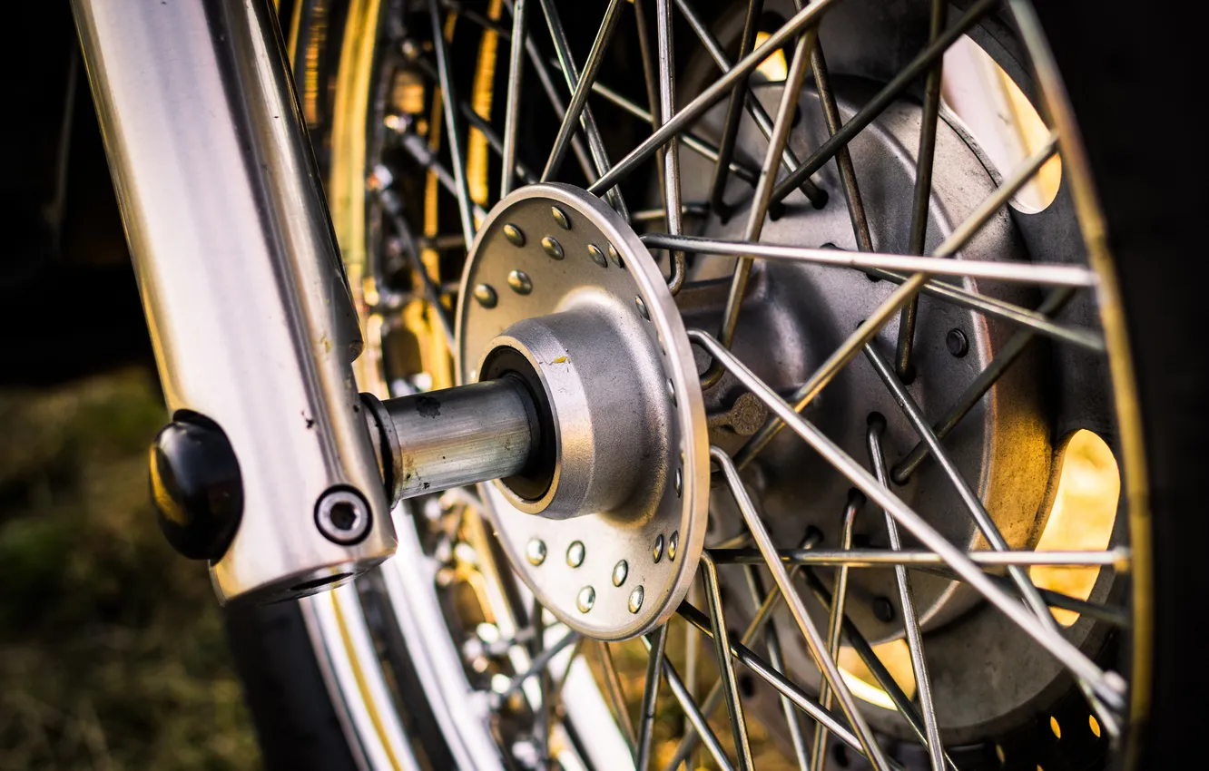 Photo wallpaper metal, motorcycle, wheel, rubber