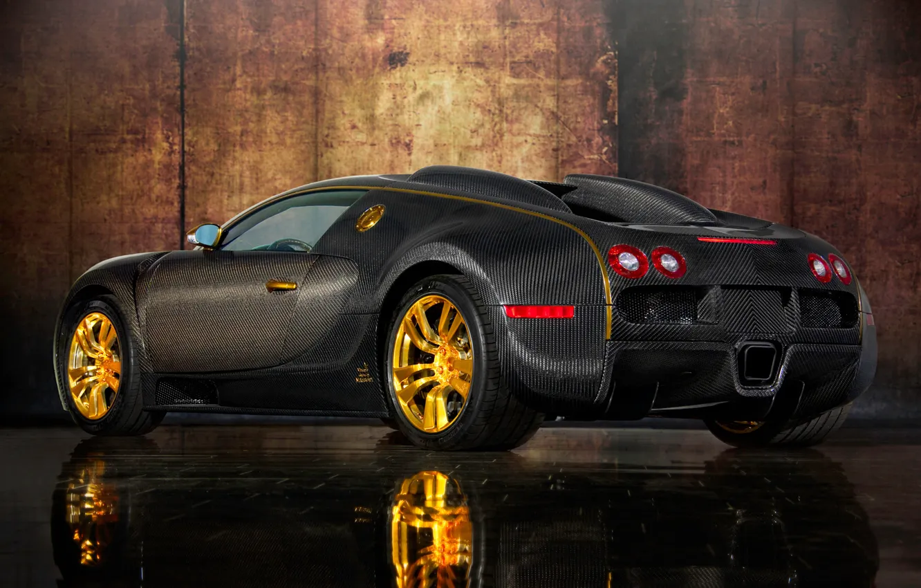 Photo wallpaper auto, design, reflection, gold, carbon, sports car, body, Mansory