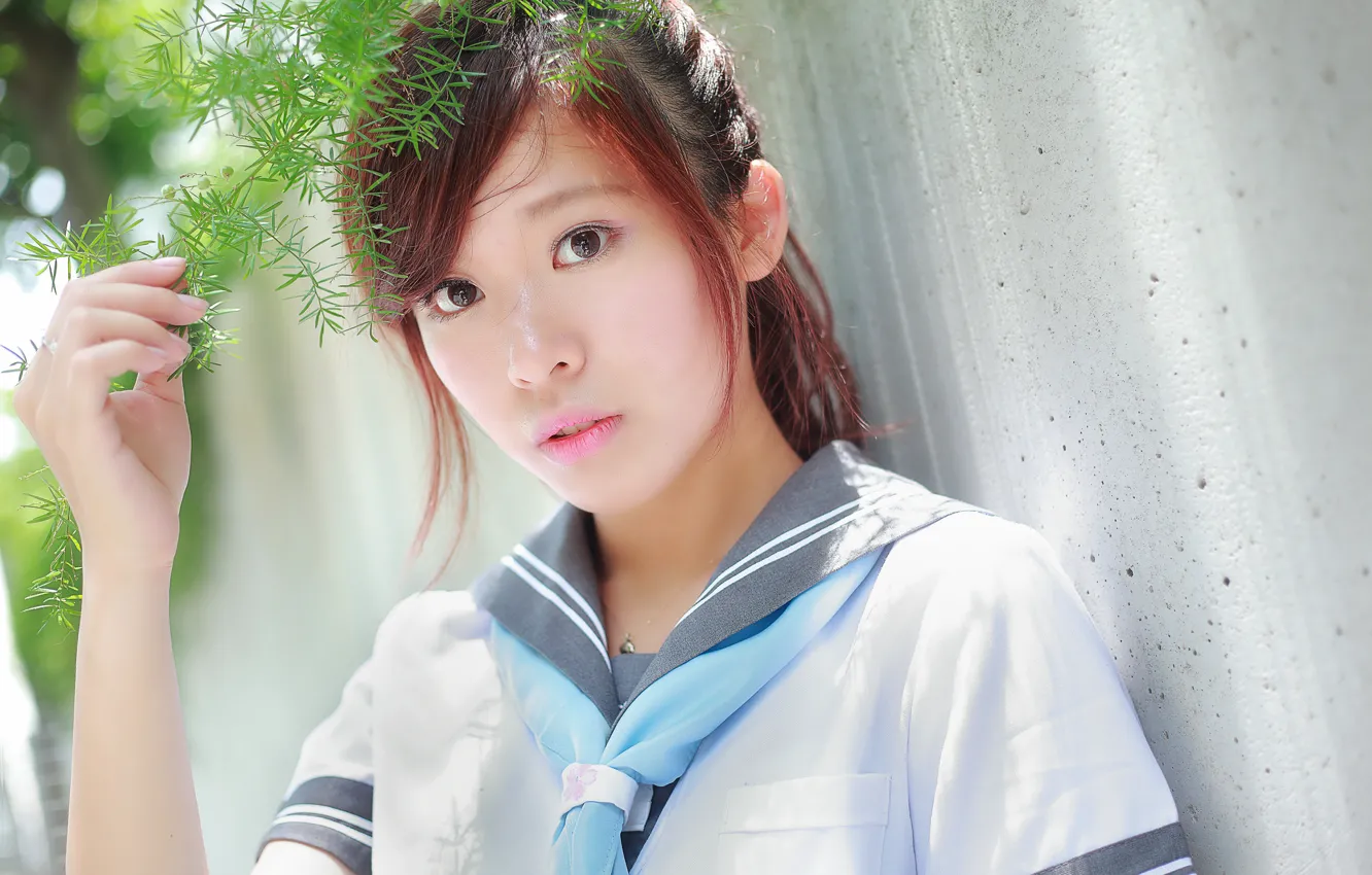 Photo wallpaper look, girl, face, hair, Asian