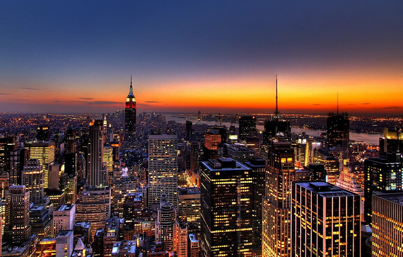 Photo wallpaper building, New York, skyscrapers, the evening, The city, New-York