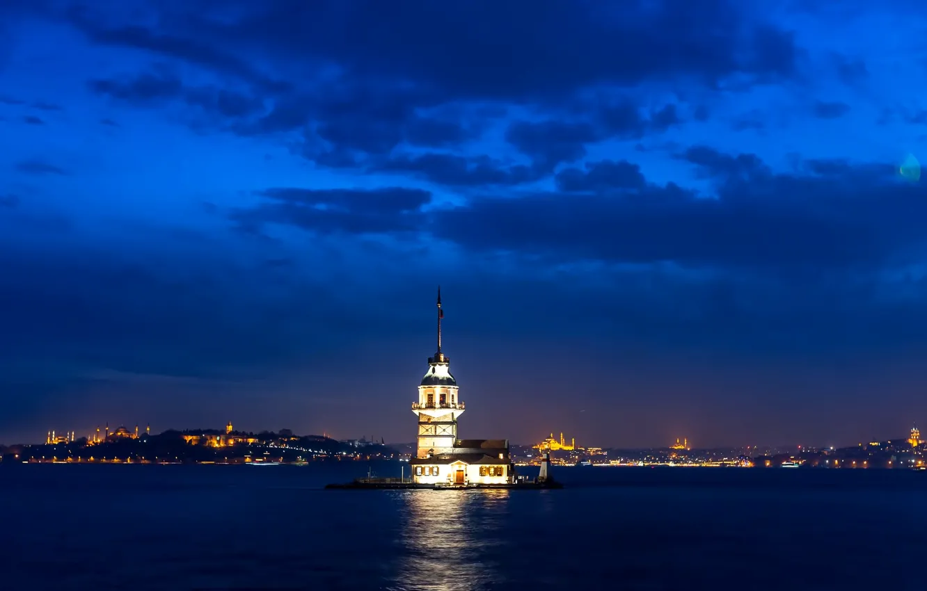 Photo wallpaper Istanbul, Turkey, Istanbul, Turkey, Maiden tower, Maiden Tower, Sea of Marmara, Maiden's Tower