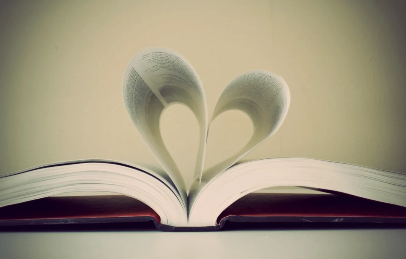 Photo wallpaper photo, Wallpaper, heart, leaves, book, page
