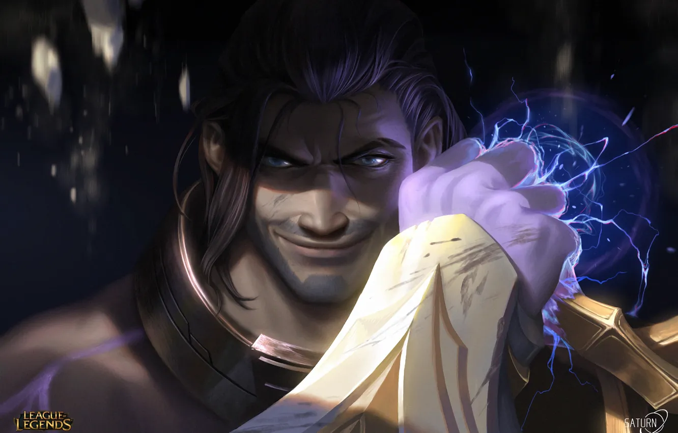 Photo wallpaper fantasy, game, magic, man, League of Legends, digital art, artwork, warrior