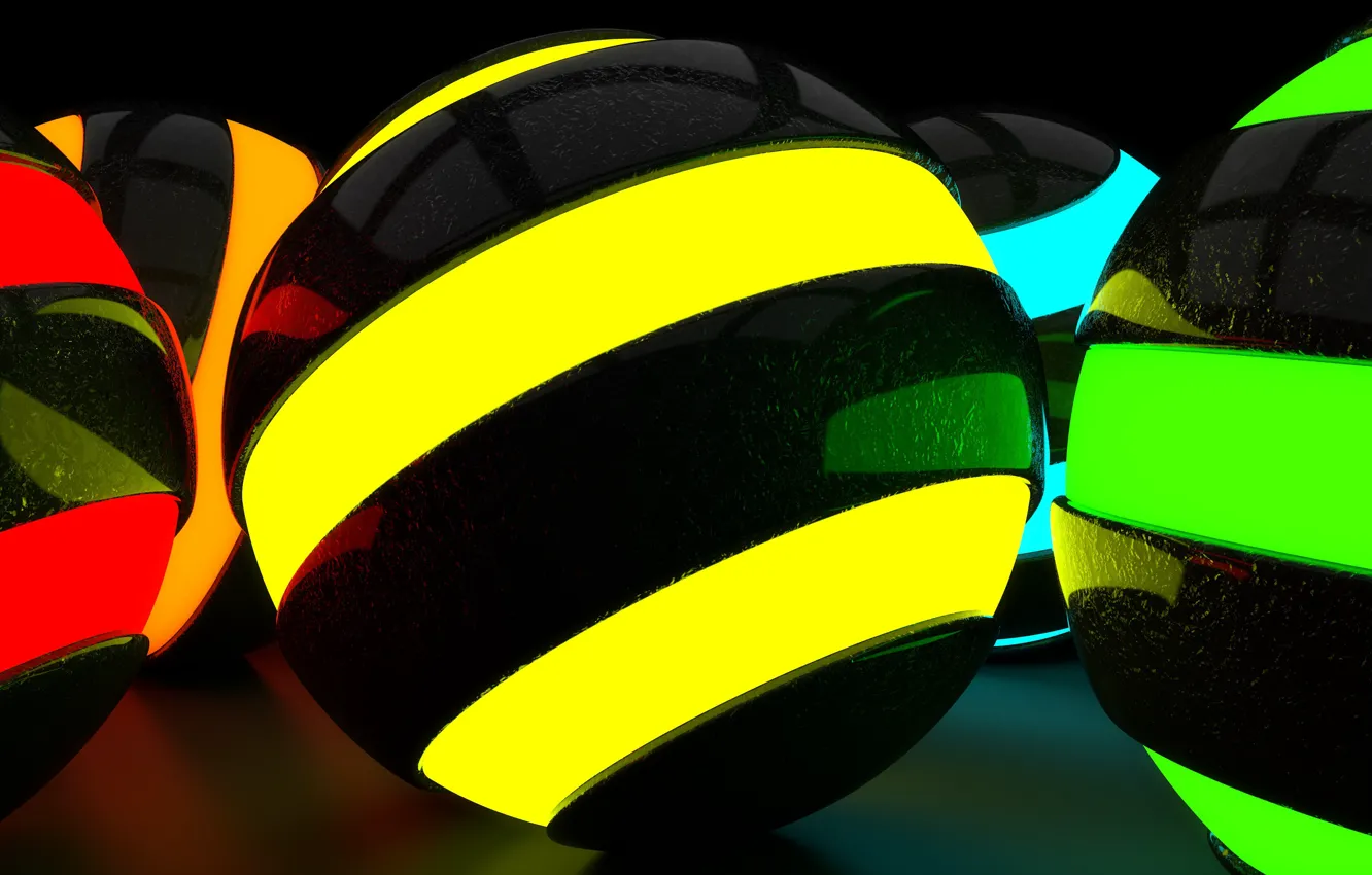 Photo wallpaper balls, rendering, ball, neon