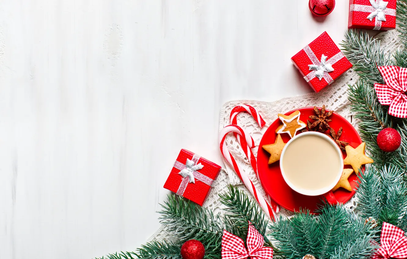 Photo wallpaper winter, cookies, decor, cocoa, spices, Nyuraus