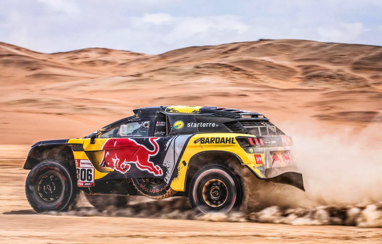 Photo wallpaper Machine, Speed, Race, Peugeot, Red Bull, Rally, Dakar, Dakar