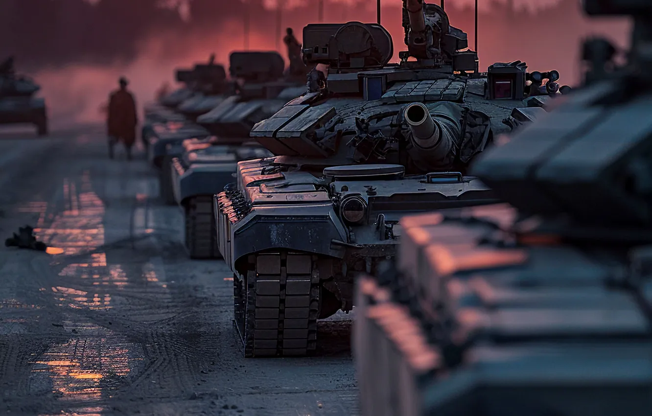 Photo wallpaper the sun, sunset, tank, columns, closeup, digital art, AI art, The Art of Artificial Intelligence