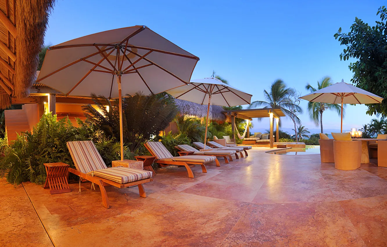 Photo wallpaper Mexico, sunset, villa, luxury