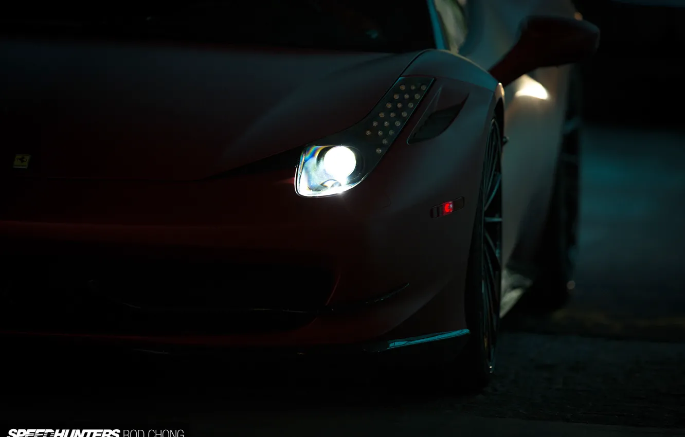 Photo wallpaper machine, auto, light, darkness, lights, Ferrari, Ferrari, wheels